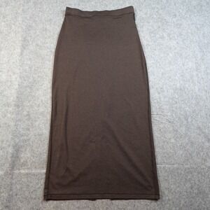 Vuori Skirt Womens Small Halo Column Midi Knit Brown DreamKnit Pull On Back Slit